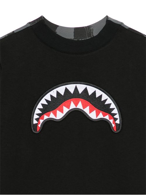 T-shirt bambino Sprayground nera check con patch shark Sprayground kids | SPY1539BLKX